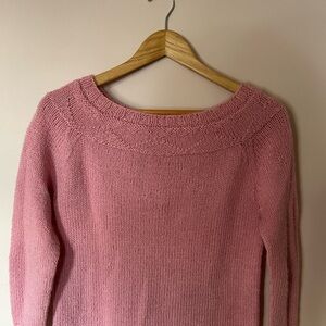 Elegant Hand Knit Pink Boat Neck Sweater